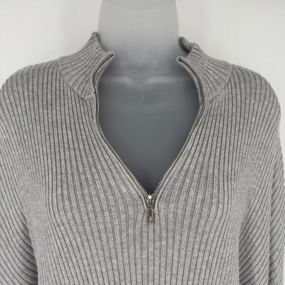 ASOS Design Gray Ribbed Half Zip Sweater Women’s 10 Tall Knit Pullover Preppy - Picture 4 of 9